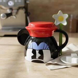 Disney Minnie Mouse Mug with Lid & Flower Spoon | Cute Character Coffee Cup 17oz